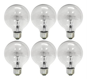 GE 40G25 40-Watt Clear Globe Light Bulbs, 6-Pack - Brand New