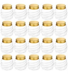 Honeycomb Wide Mouth Plastic Jars With Gold Lids, 50 Total - Brand New