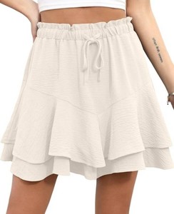 Cueply Womens Tiered Ruffle Skort, Ivory, Size XL - Brand New