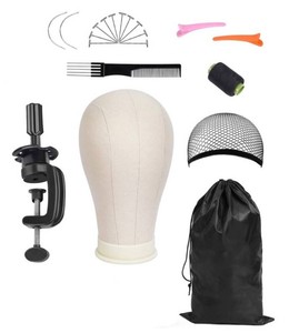 Canvas Wig Head Mannequin Styling Kit with Clamp, 12 - New