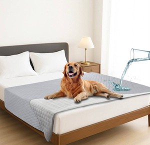 SANMADROLA Waterproof Pet Blanket Mattress Protector, Light Grey, 68 x 82 - New