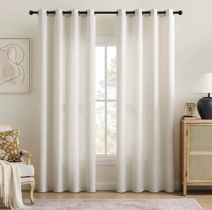 Turcurno Linen Blend Curtains 52 x 90, Ivory White, 2 Total - Brand New
