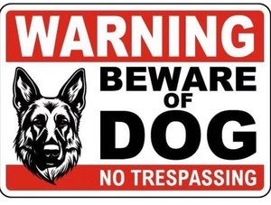 Beware of Dog No Trespassing, Metal Sign, 8 x 12 - Brand New