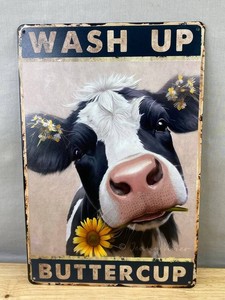WASH UP BUTTERCUP Cow Metal Sign - 8 x 12 - Brand New