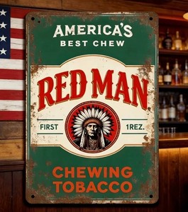 Red Man Chewing Tobacco Metal Sign - 8 X 12 - Brand New