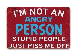 Im Not an Angry Person, Stupid People Just Piss Me Off, Metal Sign, 8 x 12 - Brand New