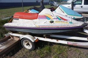 2-Place Personal Watercraft Trailer with 1994 Tiger Shark Daytona and 1991 Bombardier GT