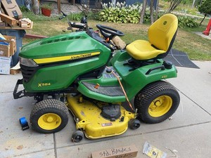 John Deere X584 Riding Lawn Tractor 4 Wheel Steer Needs Battery