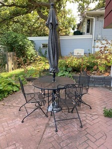 Treasure Garden Patio Dining Set Mesh Table Chairs Umbrella Base