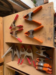 Group of Assorted Spring Clamps Hand Clamp Set Woodworking Shop