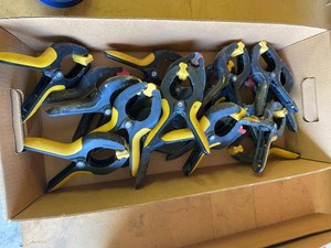 Lot of Assorted Spring Clamps Mixed Sizes Black Yellow Shop Tools