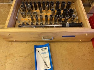 Craftsman Microtork Torque Wrench Socket Set USA w Wood Organizer