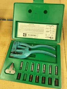 W.A. Whitney No. 5 Jr Hand Punch Set in Case Missing 18 Punch Die