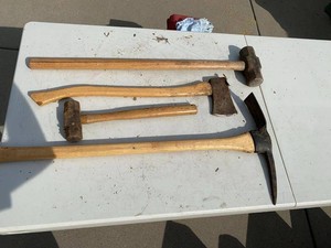 Group Vintage Hand Tools Pick Mattock Axe & Sledge Hammers