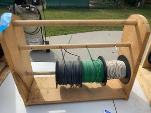 Electrical Wire Spools on Wooden Dispenser Stand THHN Stranded