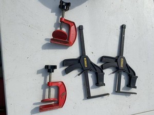 Group of DeWalt Bar Clamps with M-D Cast C-Clamps Shop Tools