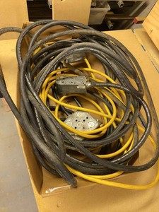 Assorted Heavy Duty Extension Cords & Power Boxes Industrial Shop