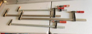 Assorted F-Style Bar Clamps Steel Woodworking Red Wood Handles