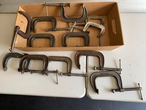Vintage Adjustable C-Clamp Set Cast Iron Shop Clamps Mixed Sizes