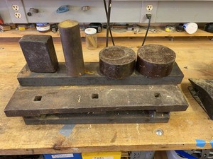 Group of Metal Forming Stake Plate, Base & Assorted Bench Stakes