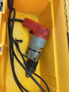 Milwaukee Corded Hammer Drill Set w Chuck Key & Stack-On Tool Box