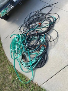 Lot of Assorted Garden Hoses Water Hoses Mixed Lengths With Nozzle