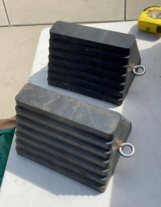 Haul-Master Rubber Wheel Chocks with Eyebolts Pair Trailer RV