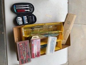 Group Drafting Tools X-Acto Knife Set Compasses Scales Templates