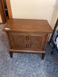 Pair of Dixie Vintage Wood Nightstands Campaign Style Brown
