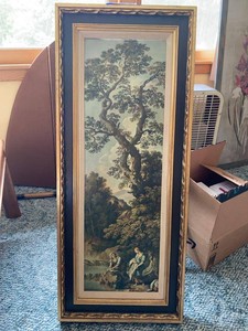 Framed Classical Landscape Print in Gilt Wood Frame Approx 16x38