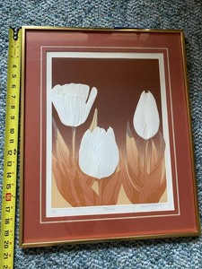 David Allgood 1984 Figi Giftware Tulips Embossed Serigraph Signed Framed Print