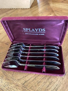 Splayds 188 Stainless Steel Fork Knife Set w Burgundy Case