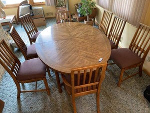 Vintage Oval Dining Table with 8 Chairs