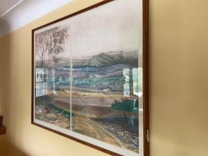 Signed Limited Edition Diptych Landscape Print Framed Under Glass Wood Frame Susan Hunt Style