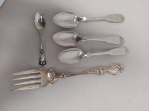 Sterling Silver Flatware Group Spoons Serving Fork Mixed Patterns 122g