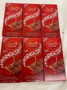 A - Lindt Lindor Milk Chocolate Bars 3.5 Oz (Lot of 6)