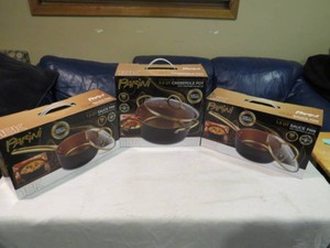 2 -Parini 1.5 QT Sauce Pans with Tempered Glass Lid 18K Infused Gold Coating New, Parini 4.5 Qt Casserole Pot with Lid Non-Stick Golden Chef Cookware Collection