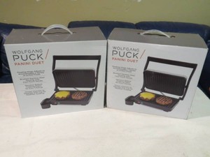 New 2 Piece Lot of Wolfgang Puck Panini Griddle Nonstick Stainless Steel Electric Grill
