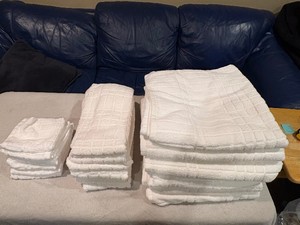 3 Piece Lot of Mainstays Performance Cotton 6-Piece Bath Towel Set Super Soft Quick Dry Fade Resistant Textured White
