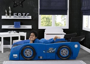 Toddler-to-Twin Bed, Delta Children Grand Prix Race Car  Blue