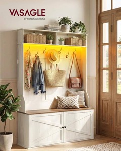 VASAGLE 5-in-1 Hall Tree with Bench and Shoe Storage,