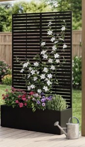 Garvee Sturdy Metal Raised Planter with Integrated Trellis
