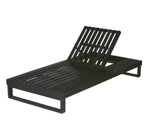 Acacia Wood Chaise Lounge Black Finish, 4-Position Adjustable