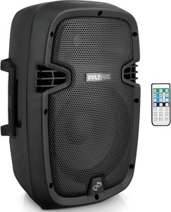 Pyle Powered Active PA System Loudspeaker Bluetooth wMicrophone 8 Bass Subwoofer