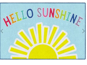 The Flagship Carpets Happy Sun Rectangle Carpet (CA2038-44SG) is a 76 x 12 Classroom Rug Featuring a Cheerful Sunshine Design