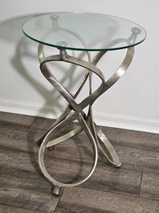 Sculptural Metal and Glass Accent Table
