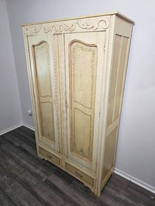 Distressed French Provincial Two Door Armoire