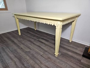 Distressed Cream Rectangular Dining Table, 71 Inch