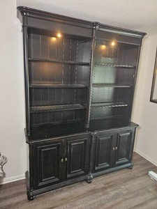 Hooker Black Lighted Display Hutch and Storage Cabinet