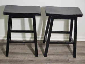 Black Saddle Seat Counter Stool Pair